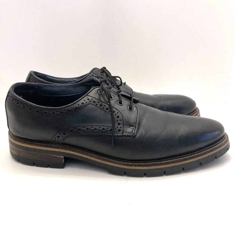 Johnston & Murphy XC Flex Black Sheepskin Leather Lace Up Oxfords‎ Mens 9M